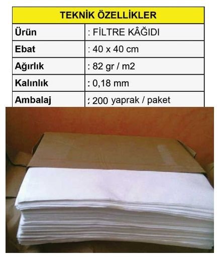 Achem Kaba Filtre Kağıdı 40 x 40 cm 82g 200 Adet