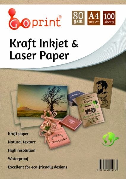 Goprint Inkjet & Lazer Kraft Mat Fotoğraf Kağıdı A4 80gr, 100 Yaprak