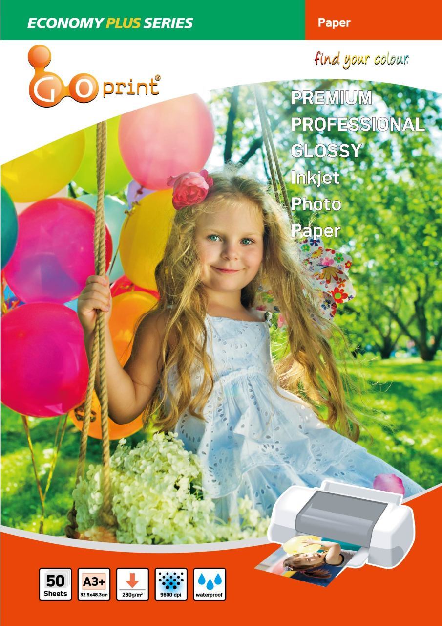 Goprint ECONOMY PLUS Serisi Ultra Parlak A3+ 32,9x48,3 cm Fotoğraf Kağıdı 280gr 50 Yaprak