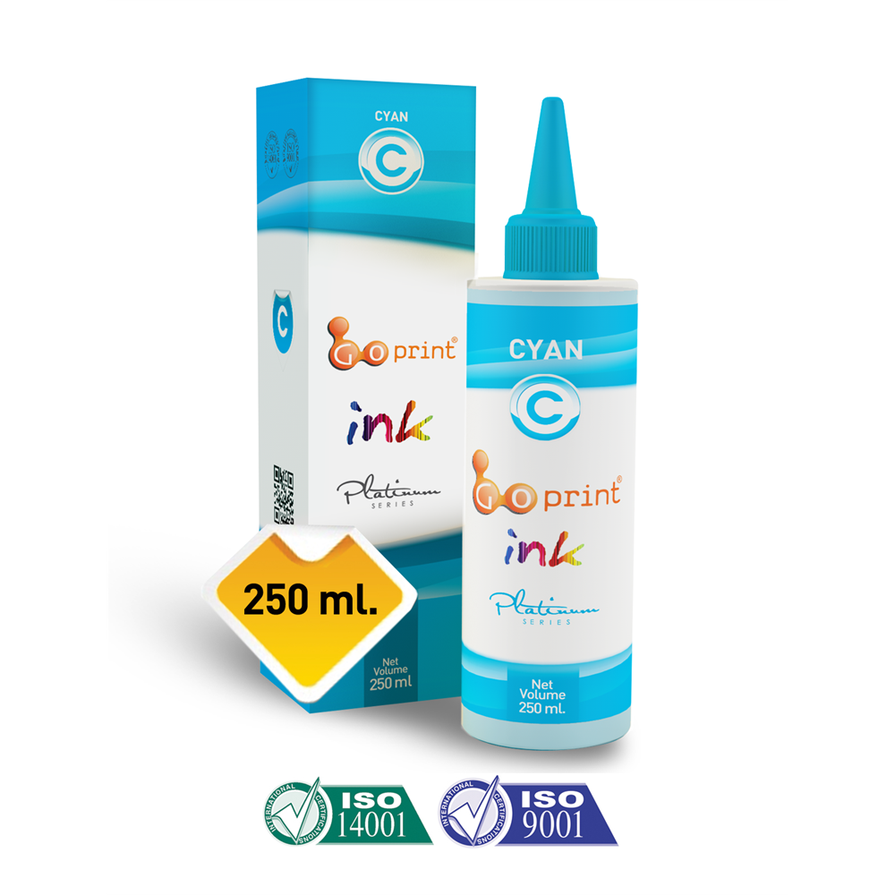 GOPRINT Cyan (Mavi) Kuşe Kağıt Mürekkebi 250 ml