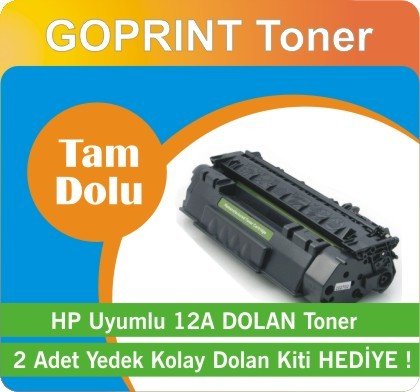 HP 12A Uyumlu Dolan Toner (TAM DOLU) - 2 Yedek Dolum Kiti Hediyeli