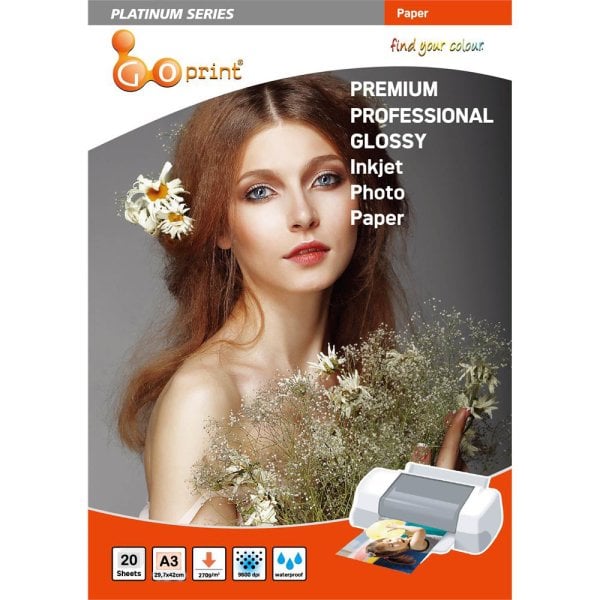 Goprint PLATINUM Serisi Premium Ultra Parlak A3 Fotoğraf Kağıdı 270gr 20 Yaprak