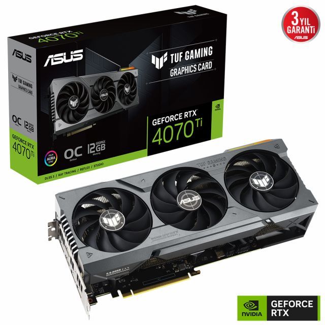 ASUS GEFORCE TUF RTX4070TI O12G GAMING 12GB GDDR6X 192BIT 1950 MHz OC 2xHDMI 3xDP RGB EKRAN KARTI