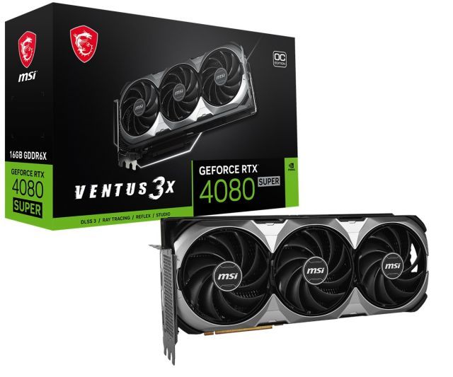 MSI VGA GEFORCE RTX 4080 SUPER 16G VENTUS 3X OC RTX4080 SUPER 16GB GDDR6X 256B DX12 PCIE 4.0 X16 (2XDP 2XHDMI )