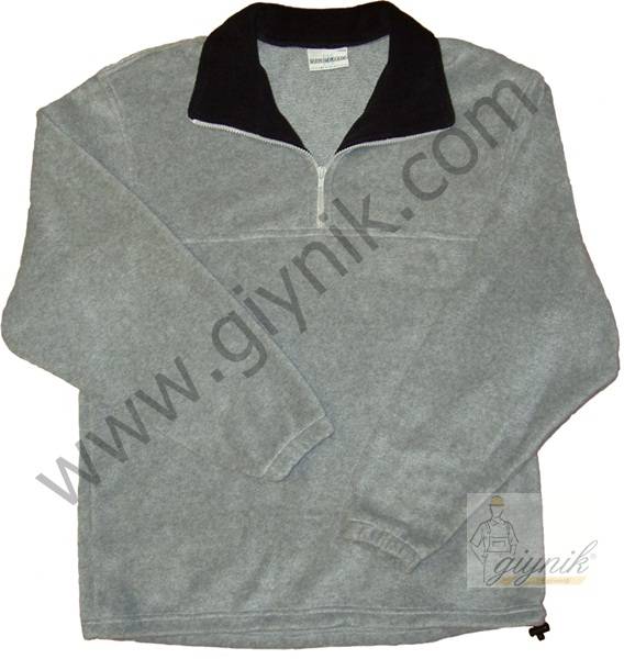 Gri Yarım Dik Yaka Polar Sweatshirt