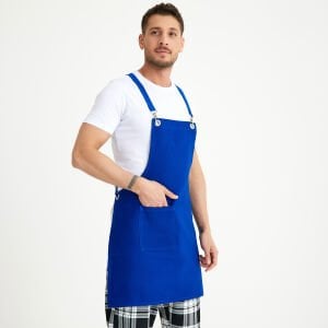 Master Chef Askılı Önlük - Saks Mavi