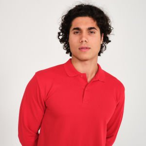 Kırmızı Şardonlu İki İplik Polo Yaka Sweatshirt