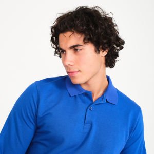 Saks Mavi Şardonlu İki İplik Polo Yaka Sweatshirt