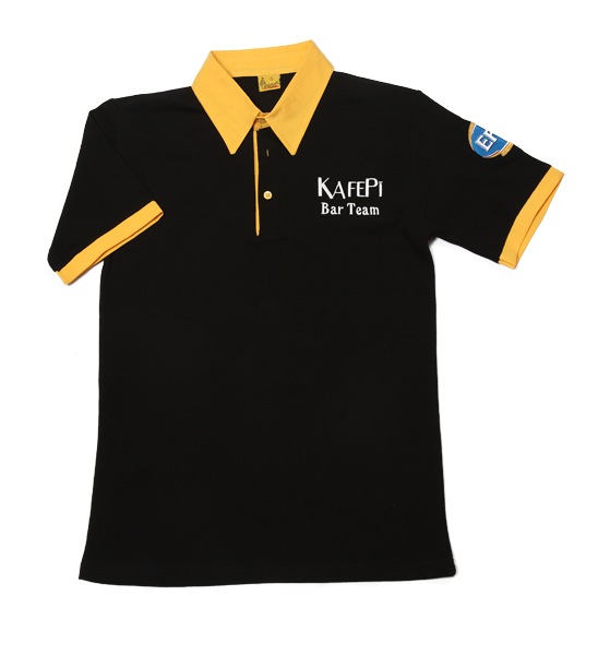 Siyah Firma Logo Nakışlı Polo Yaka Kısa Kol İş Tişörtü