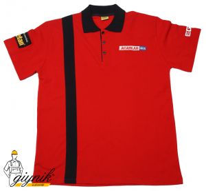 Kırmızı Firma Logo | İsim Nakışlı Polo Yaka İş Tişörtü