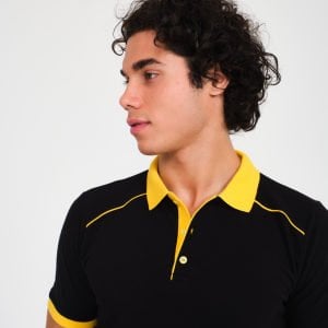 Siyah Kısa Kol Sarı Polo Yaka İş Tişörtü