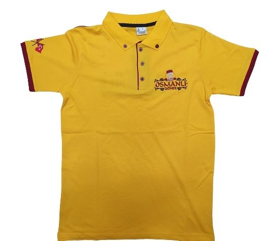 Sarı Firma Logo Nakışlı Polo Yaka Kısa Kol İş Tişörtü