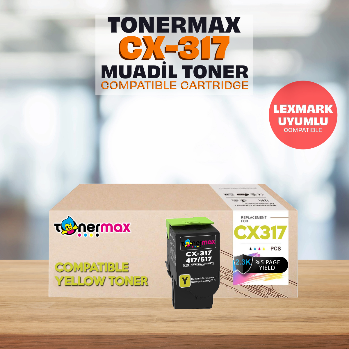 Lexmark 71B50Y0 Sarı Muadil Toner /CS317 /CS417 /CS517 /CX317 /CX417 /CX517