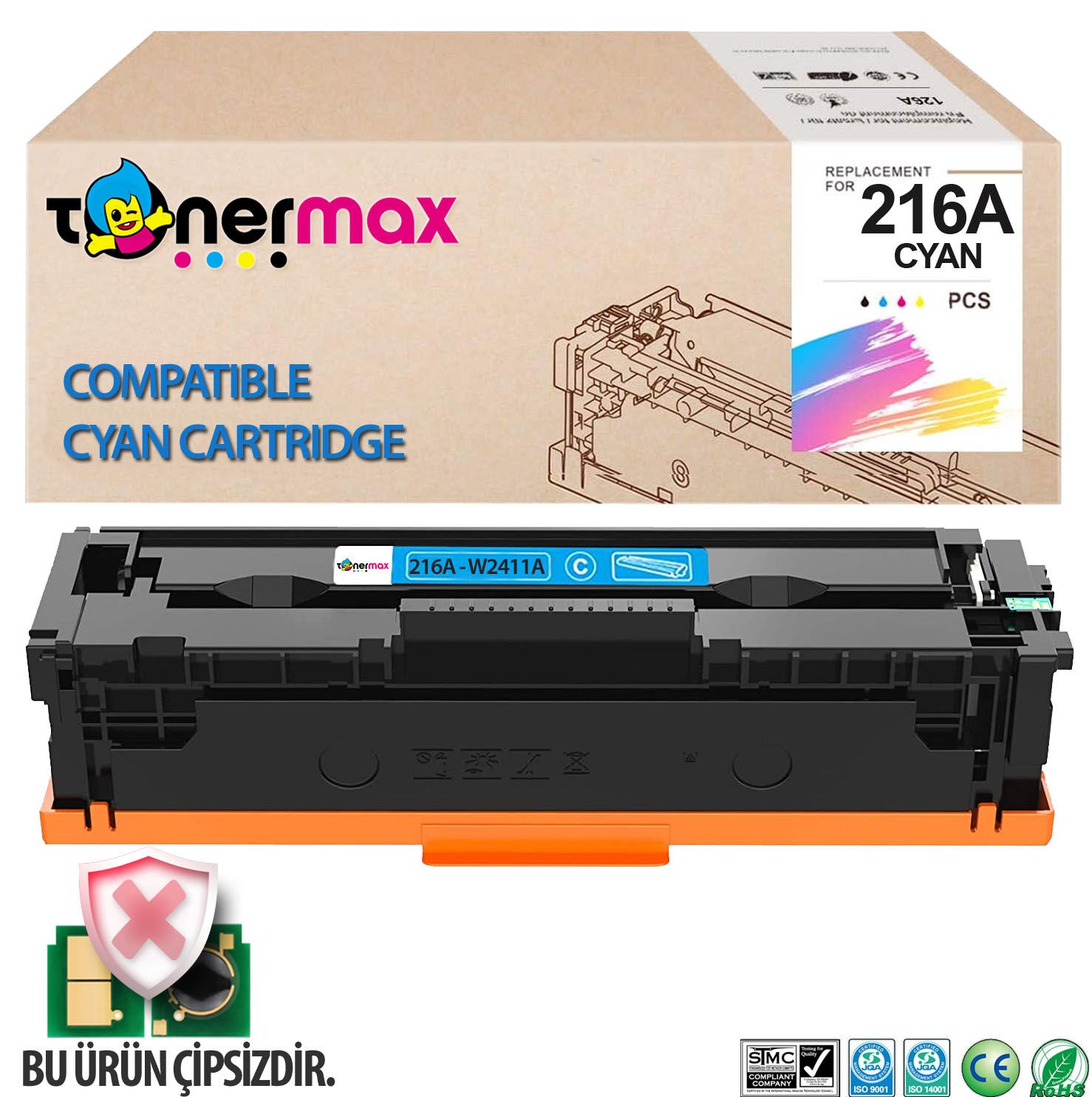 Hp 216A W2411A Mavi Muadil Toner ÇİPSİZ / M155nw / M182n / M183fw