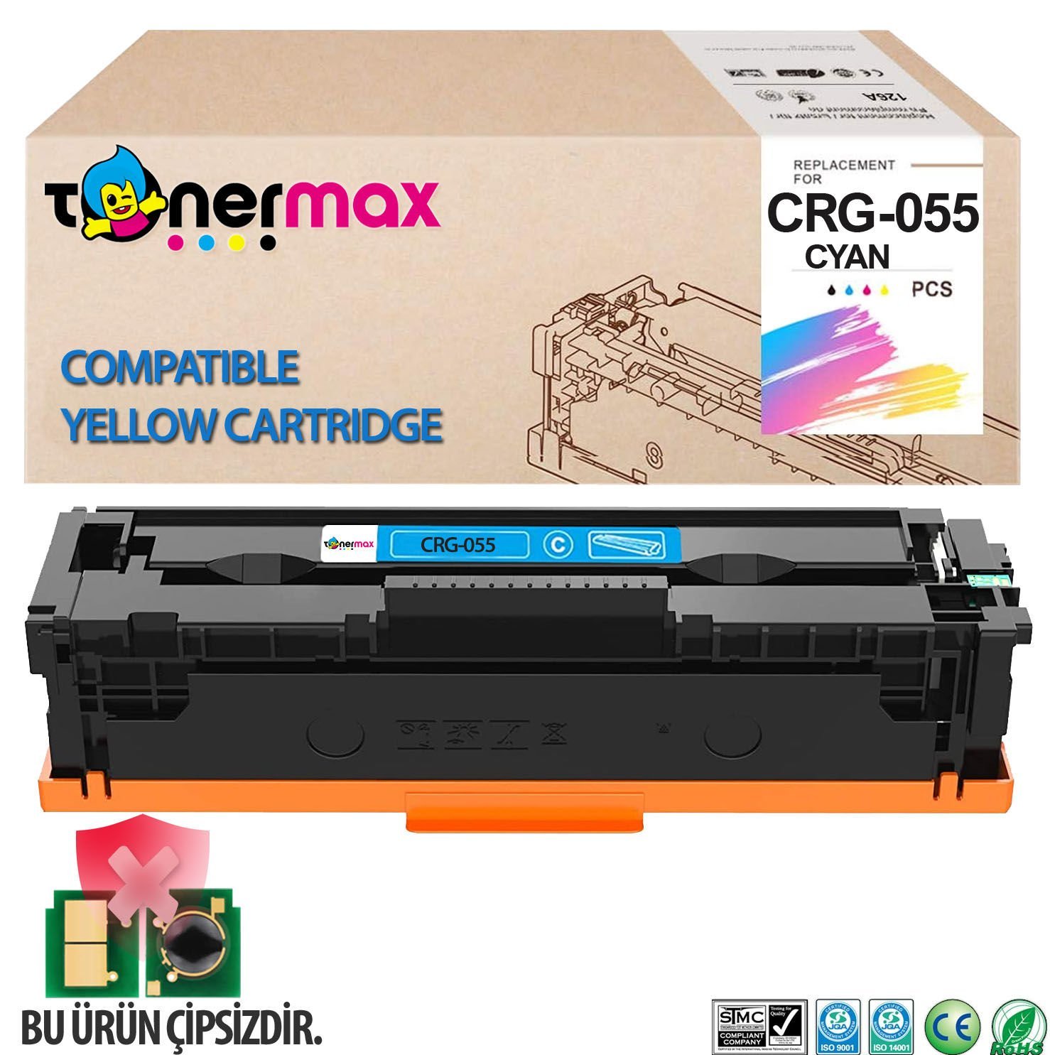 Canon CRG-055 Muadil Toner Mavi - Çipsiz / LBP-662Cdw / LBP-664Cx / MF-741Cdw / MF-742Cdw / MF-743Cdw / MF-744Cd / MF-745Cdw / MF-746Cx