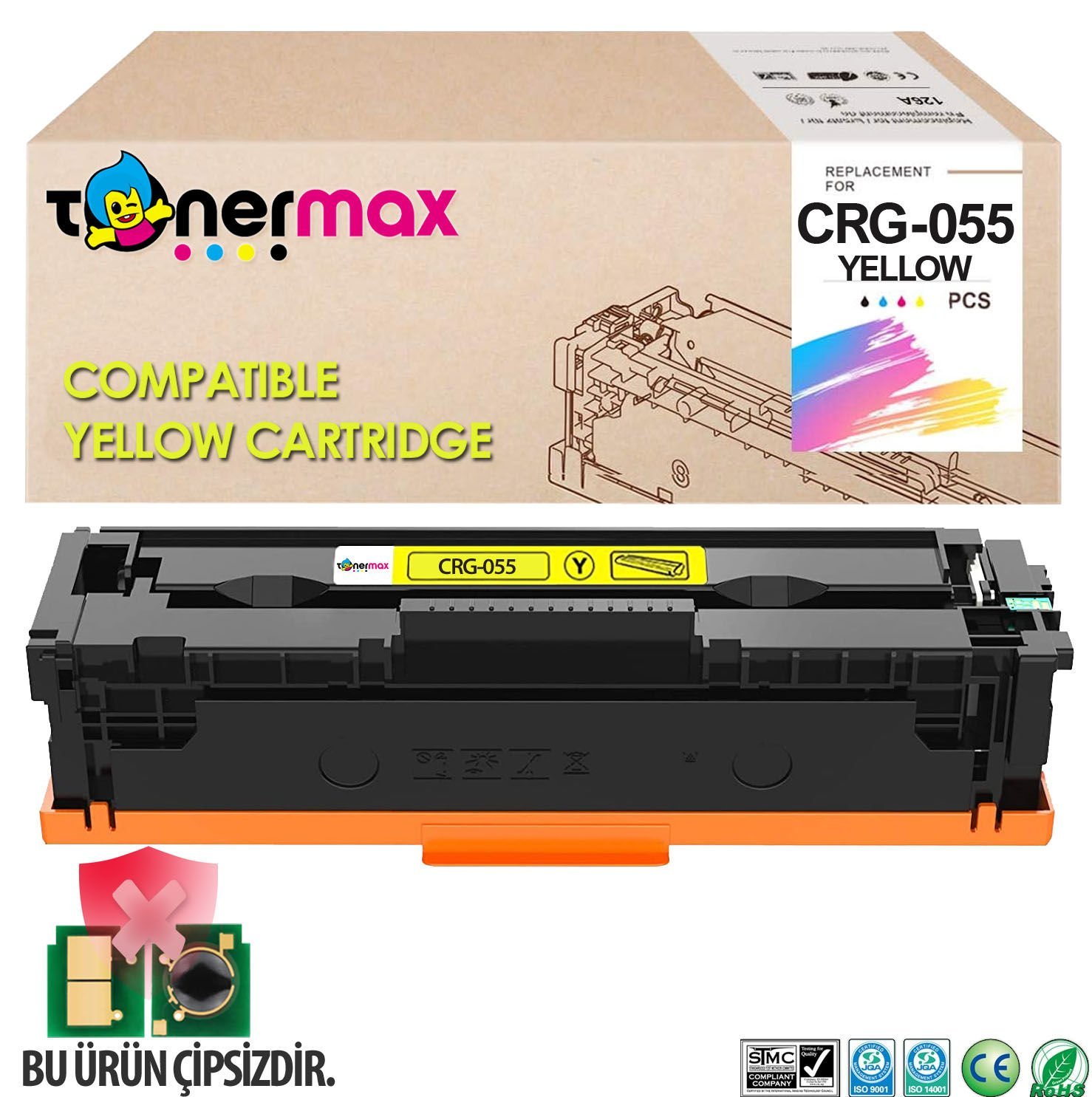 Canon CRG-055 Muadil Toner Sarı - Çipsiz / LBP-662Cdw / LBP-664Cx / MF-741Cdw / MF-742Cdw / MF-743Cdw / MF-744Cd / MF-745Cdw / MF-746Cx