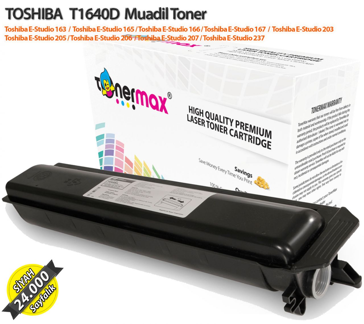 Toshiba T1640D Muadil Toner/ Estudio 163/ 165/ 166/ 167/ 203/ 205/ 207/ 237 