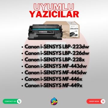 Canon CRG-057H Muadil Toner Çipsiz / LBP223 / LBP226 / LBP228X / MF443 / MF445 / MF446 / MF449 / MF453dw / MF455dw