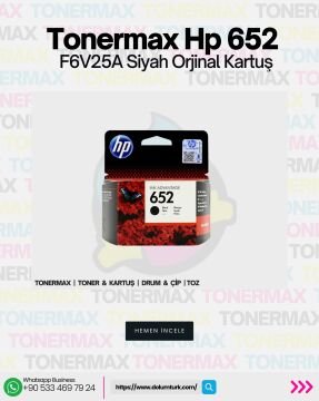 Hp 652 F6V25A Siyah Orjinal Kartuş / HP Ink Advantage 3835 Siyah Kartuş