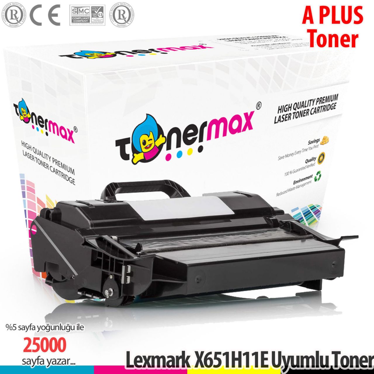 Lexmark X651H11E A Plus Muadil Toneri 25K / X615 / X650 / X651 / X652 / X654 / X656 / X658  