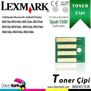 Lexmark 500 / 50F5000 / MS310 / MS410 / MS510 / MS610 Toner Çipi 1.5K