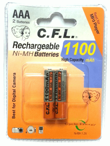 CFL 1100mA Şarjlı ince Kalem Pil AAA 1.2V Ni-MH