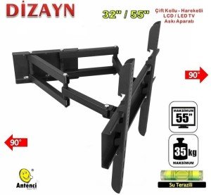 Dizayn 117 Ekran Çift Kollu Hareketli LCD-LED TV Askı Aparatı