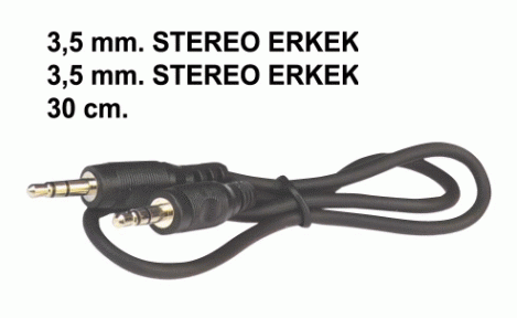 3,5mm Stereo Jaklı Ses Kablosu 30cm