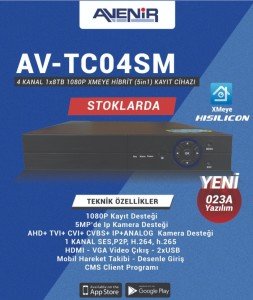 Avenir AV-TC04SM 1080N H265 AHD 4Kanal DVR Kayıt Cihazı (Hybrid)