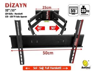 Dizayn 127 Ekran Çift Kollu Hareketli LCD-LED TV Askı Aparatı