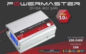 Powermaster 12V 10A Dijital Akü Şarj Cihazı