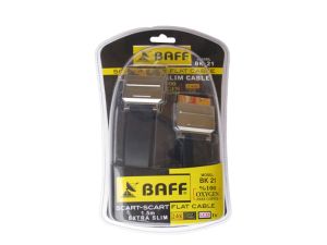 BAFF Metal Kapak Flat Scart Kablo Profesyonel (24K Altın) 1.5 Metre