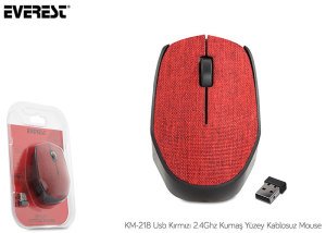 Everest KM-218 2.4Ghz Kablosuz USB Mouse Kırmızı Kumaş Yüzey