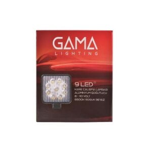 GAMA Auto Lighting 9Led Beyaz Çalışma Lambası 28mm Siyah Kasa DC 12-100V