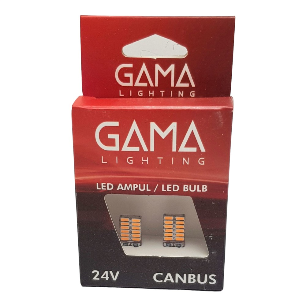 GAMA Auto Lighting T10 Led Ampul 24Led 24V Turuncu
