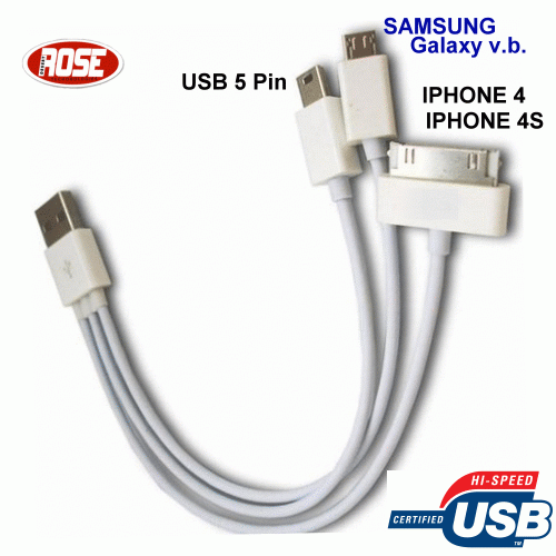 USB to IPHONE4 - SAMSUNG - USB 5 pin Kablo