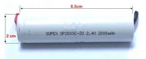 SUPEX 2.4Volt 2000mAh 2Li Üst Üste Şarzlı Süpürge Pili