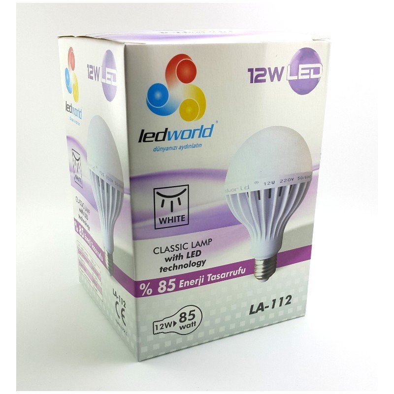 Ledworld 12W Beyaz Led Ampul E27 Duy