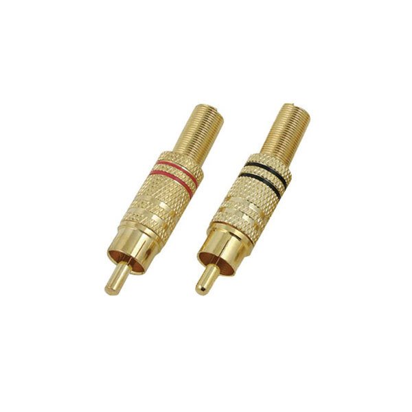 electroon RCA Gold Erkek Jak Fiş Metal Kırmızı-Siyah Çizgili