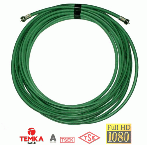 Temka 5 Metre RG6-U4 Anten Kablosu Yeşil