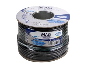 Mag RG6U6 Cu Siyah-Yeşil Çizgili Bakır Anten Kablosu 100Metre 80Tel
