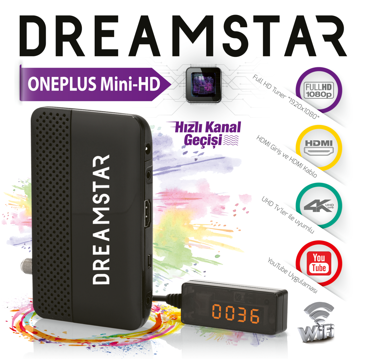 DreamStar mini HD Uydu Alıcısı USB Media Player+TKGS+HDMI