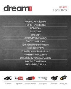 Dreamstar DS-4000 Full HD Uydu Alıcı TKGS