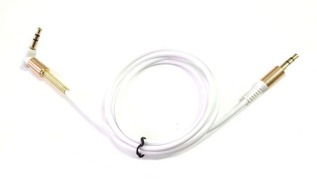 electroon 3,5mm Stereo Gold Jaklı Beyaz Silikon Aux Kablo 1Metre