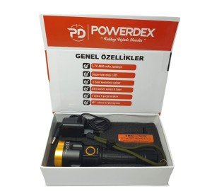 Powerdex PD-6572 Su Geçirmez Şarjlı Profesyonel El Feneri
