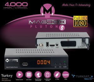 Magbox Pluton S Full HD TKGS'li HDMI-Scart Girişli Kasalı Uydu Alıcısı