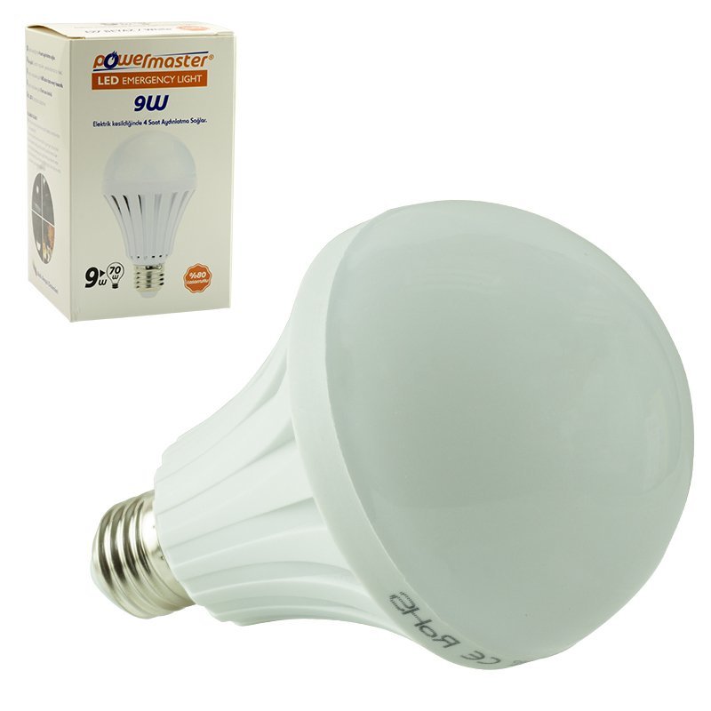 Powermaster 9Watt 220Volt Şarjlı Beyaz Led Ampul E27