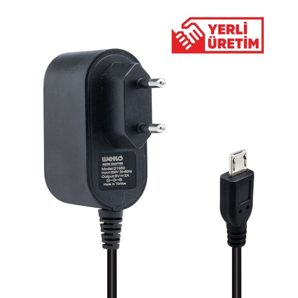 Weko 5Volt 2Amper Micro USB Uç Yerli Üretim Tablet Adaptörü