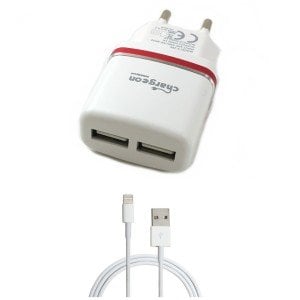 Chargeon 2xUSB Şarj Adaptörü 2.1A + Lightning USB Kablo