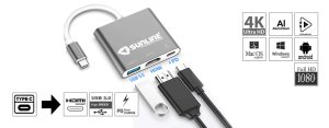 Sunline 17058 Type-C USB 3.1 Type-C/HDMI/USB 3.0 Dönüştürücü